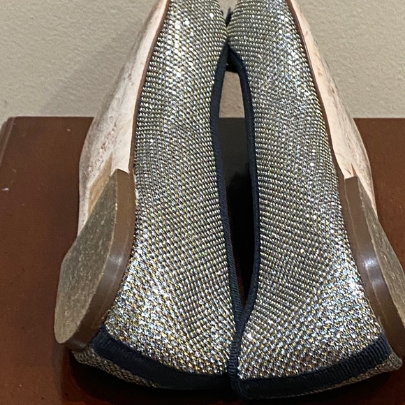 J Crew fabric and leather shimmer gold flats. - Picture 8 of 10